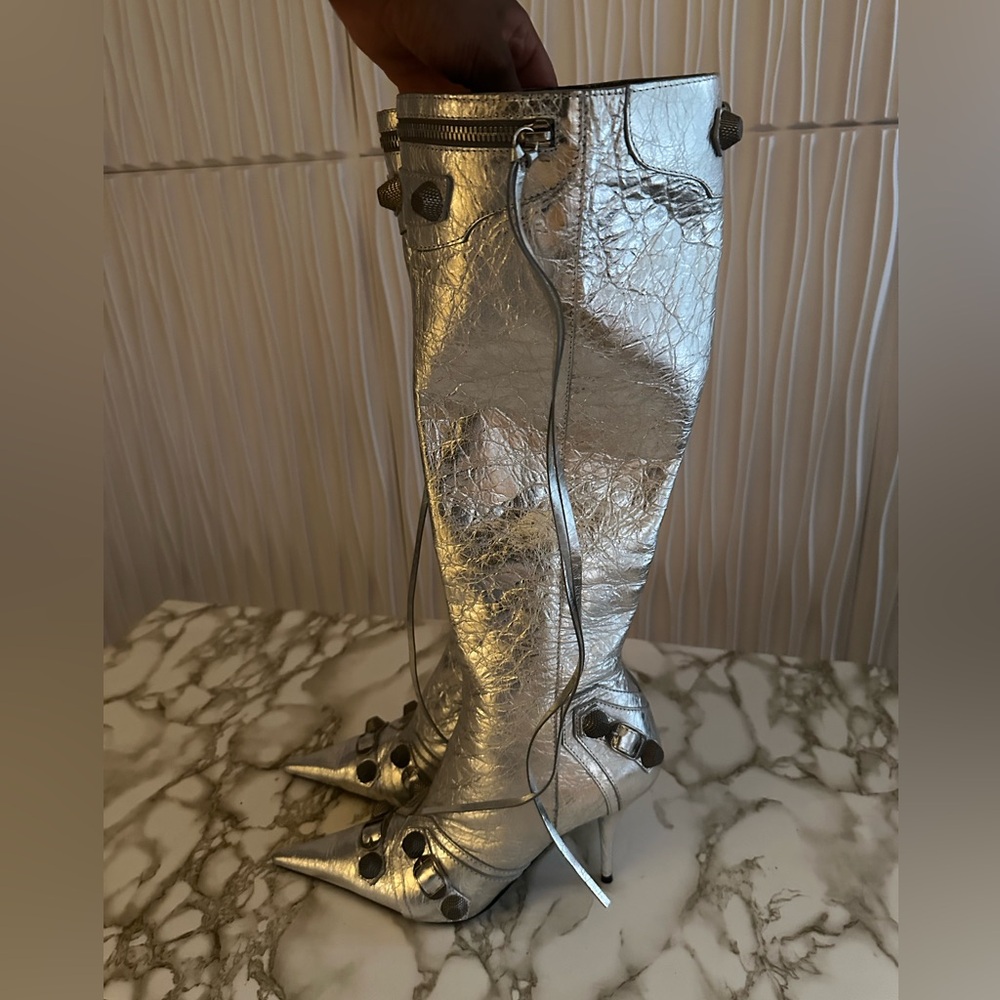 Balenciaga Silver Cagole Boots - Picture 4 of 5